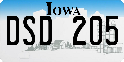 IA license plate DSD205