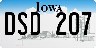 IA license plate DSD207