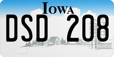 IA license plate DSD208