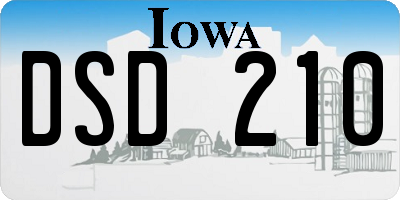 IA license plate DSD210