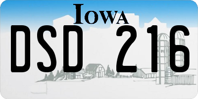 IA license plate DSD216