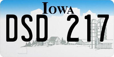 IA license plate DSD217