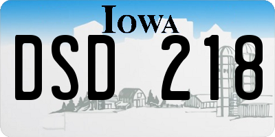 IA license plate DSD218