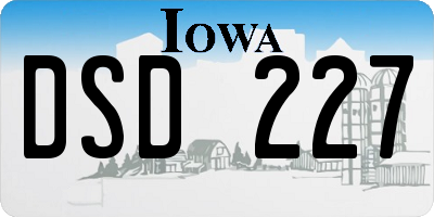 IA license plate DSD227