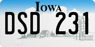 IA license plate DSD231