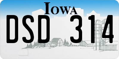 IA license plate DSD314