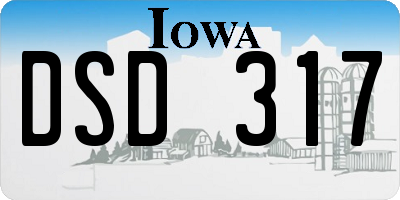 IA license plate DSD317