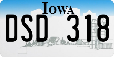 IA license plate DSD318