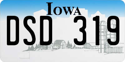 IA license plate DSD319