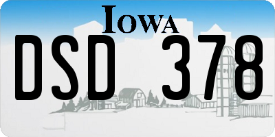 IA license plate DSD378