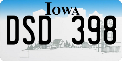 IA license plate DSD398