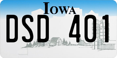 IA license plate DSD401