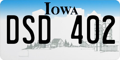 IA license plate DSD402