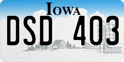 IA license plate DSD403