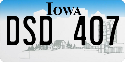 IA license plate DSD407
