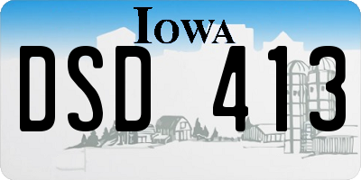 IA license plate DSD413