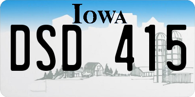 IA license plate DSD415