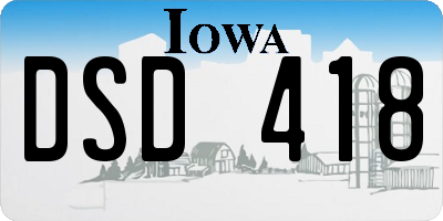IA license plate DSD418