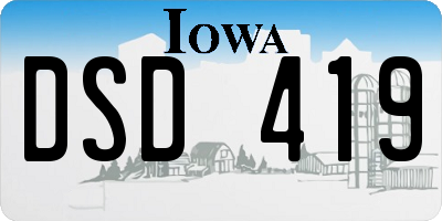 IA license plate DSD419