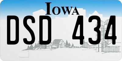 IA license plate DSD434