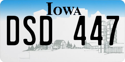 IA license plate DSD447