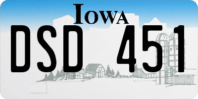 IA license plate DSD451
