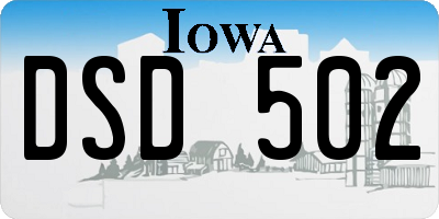 IA license plate DSD502