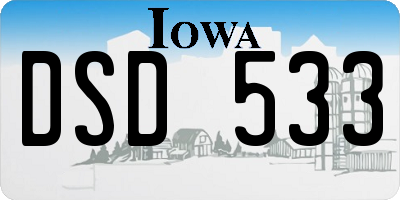 IA license plate DSD533
