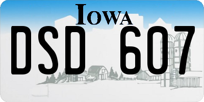 IA license plate DSD607