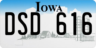 IA license plate DSD616