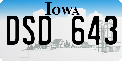 IA license plate DSD643