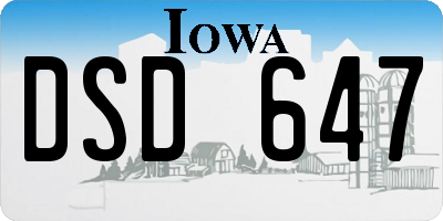 IA license plate DSD647
