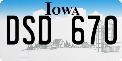 IA license plate DSD670