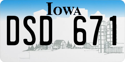 IA license plate DSD671