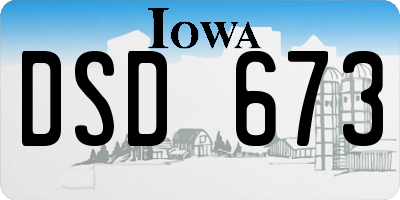 IA license plate DSD673
