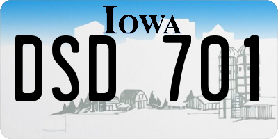 IA license plate DSD701