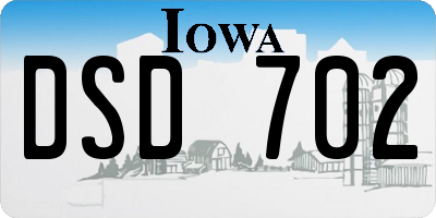 IA license plate DSD702