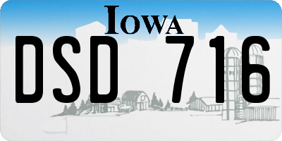 IA license plate DSD716