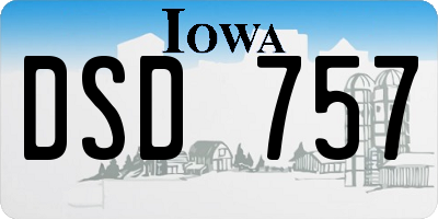 IA license plate DSD757