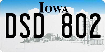 IA license plate DSD802