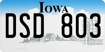 IA license plate DSD803