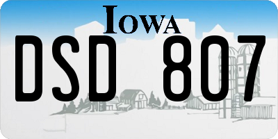 IA license plate DSD807