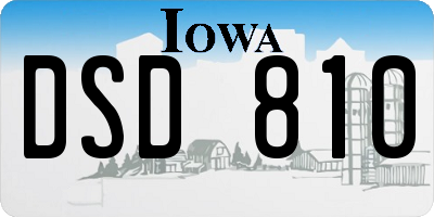 IA license plate DSD810
