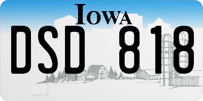 IA license plate DSD818