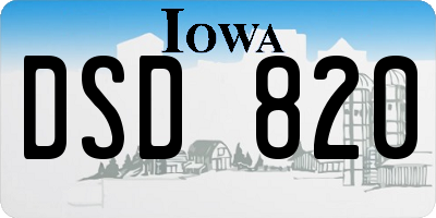 IA license plate DSD820
