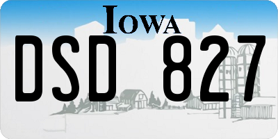 IA license plate DSD827