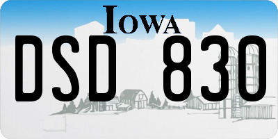 IA license plate DSD830
