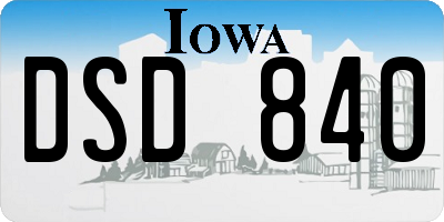 IA license plate DSD840