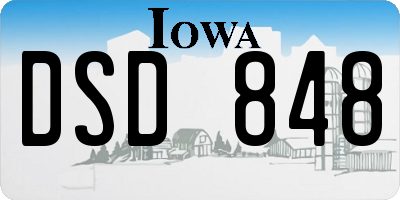 IA license plate DSD848