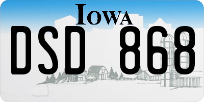 IA license plate DSD868